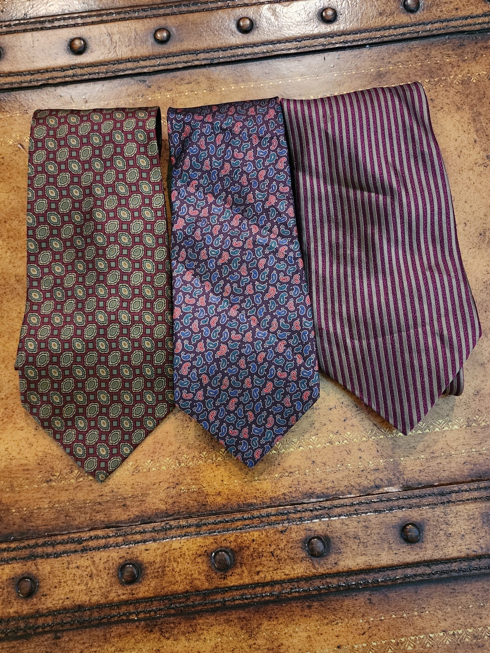 3pc Vintage 100% Silk Men’s Tie Lot Jeffrey Thomas John Ashford Zoni Paisley